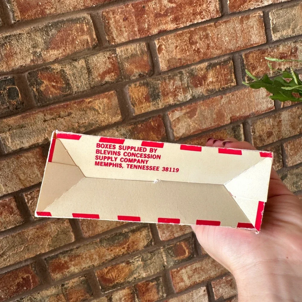Vintage Blevins Popcorn Box Red White Sunburst Concession Supply Memphis TN